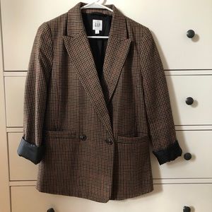 Gap Double Breasted Plaid Blazer